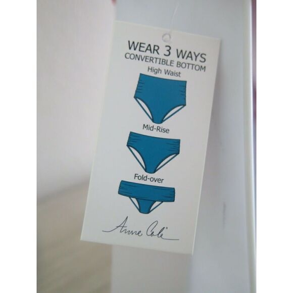 Anne Cole 21MT20686 Sz S Multicolor Striped Tankini Top, Sz XS Red Bikini Bottom - Picture 7 of 8